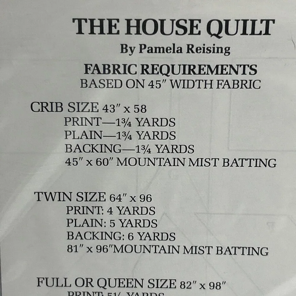 House Quilt Pamela Reising w/Plastic Templates NEW Vintage Sewing Pattern